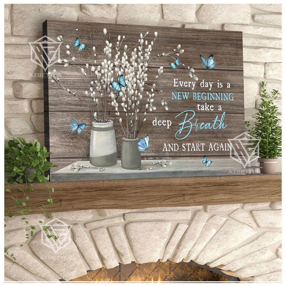 Every Day Is a New Beginning Deep Breath Blue Butterfly Poster - Image 2