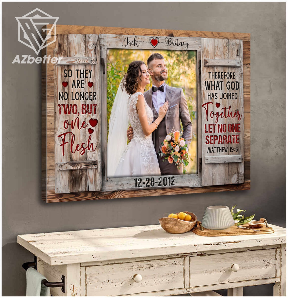 Personalized Wedding Photo Canvas Matthew Nineteen Six Verse Poster - Image 5