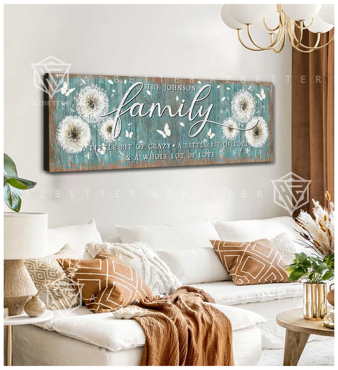 Custom Family Wall Art A Little Bit Of Crazy A Little Bit Of Loud Dandelion Art Living Room Wall Decor Family Last Name Sign - Image 3