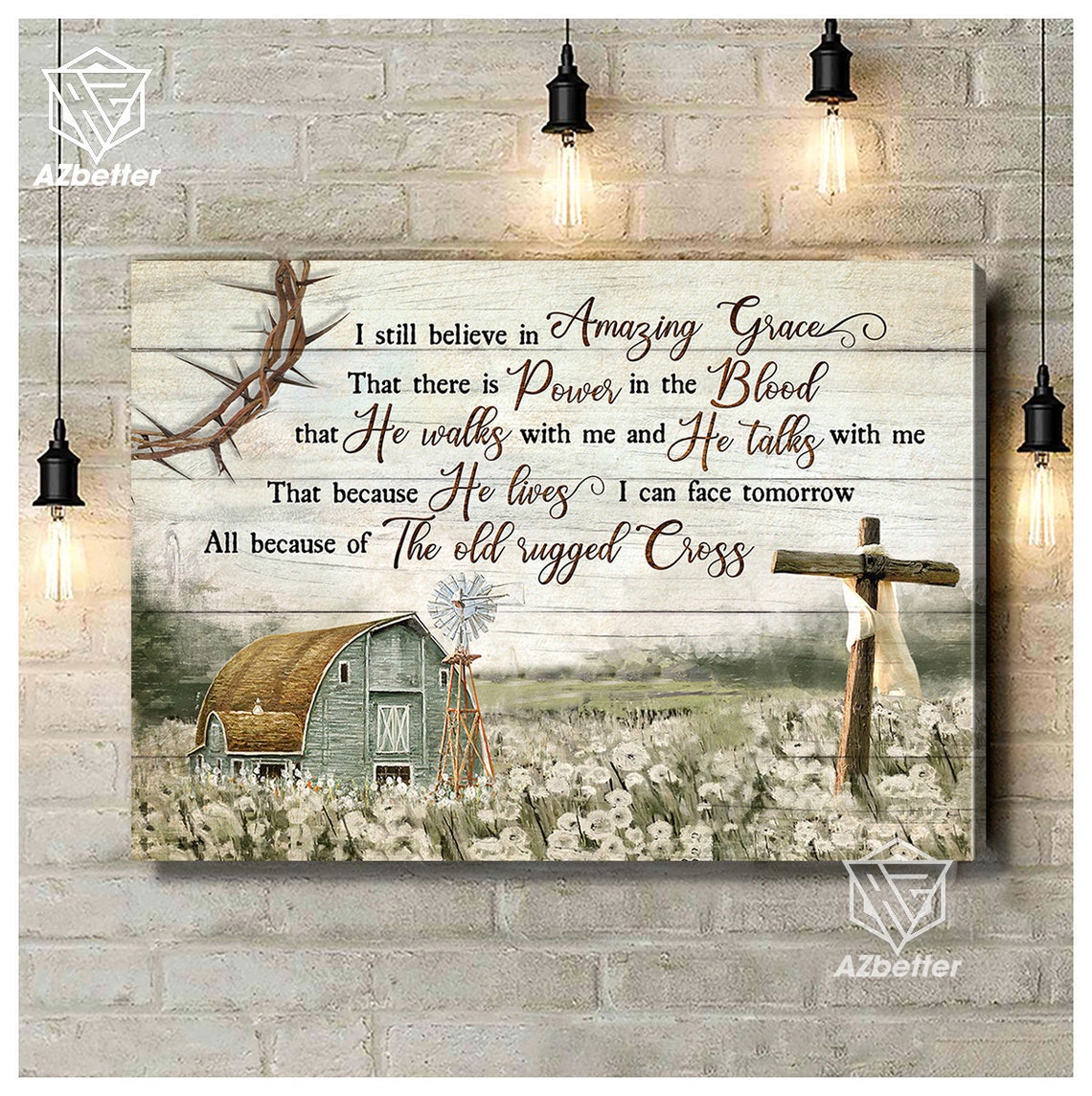 I Still Believe in Amazing Grace Farmhouse Barn Windmill Cross Poster - Image 2