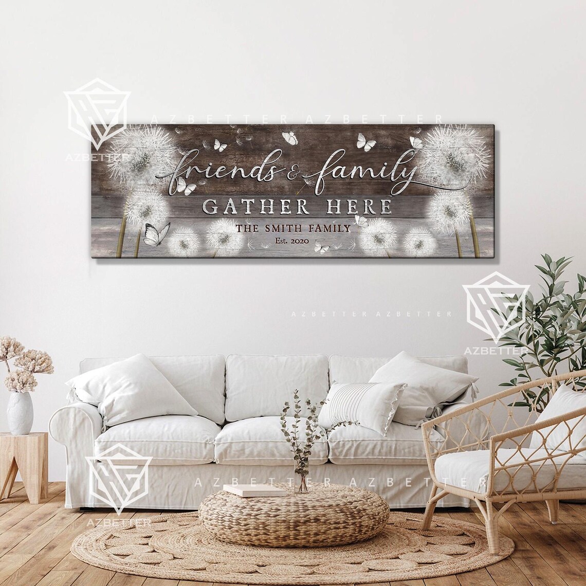 Friends And Family Gather Here Dandelion Rustic Wood Entryway Poster - Image 3