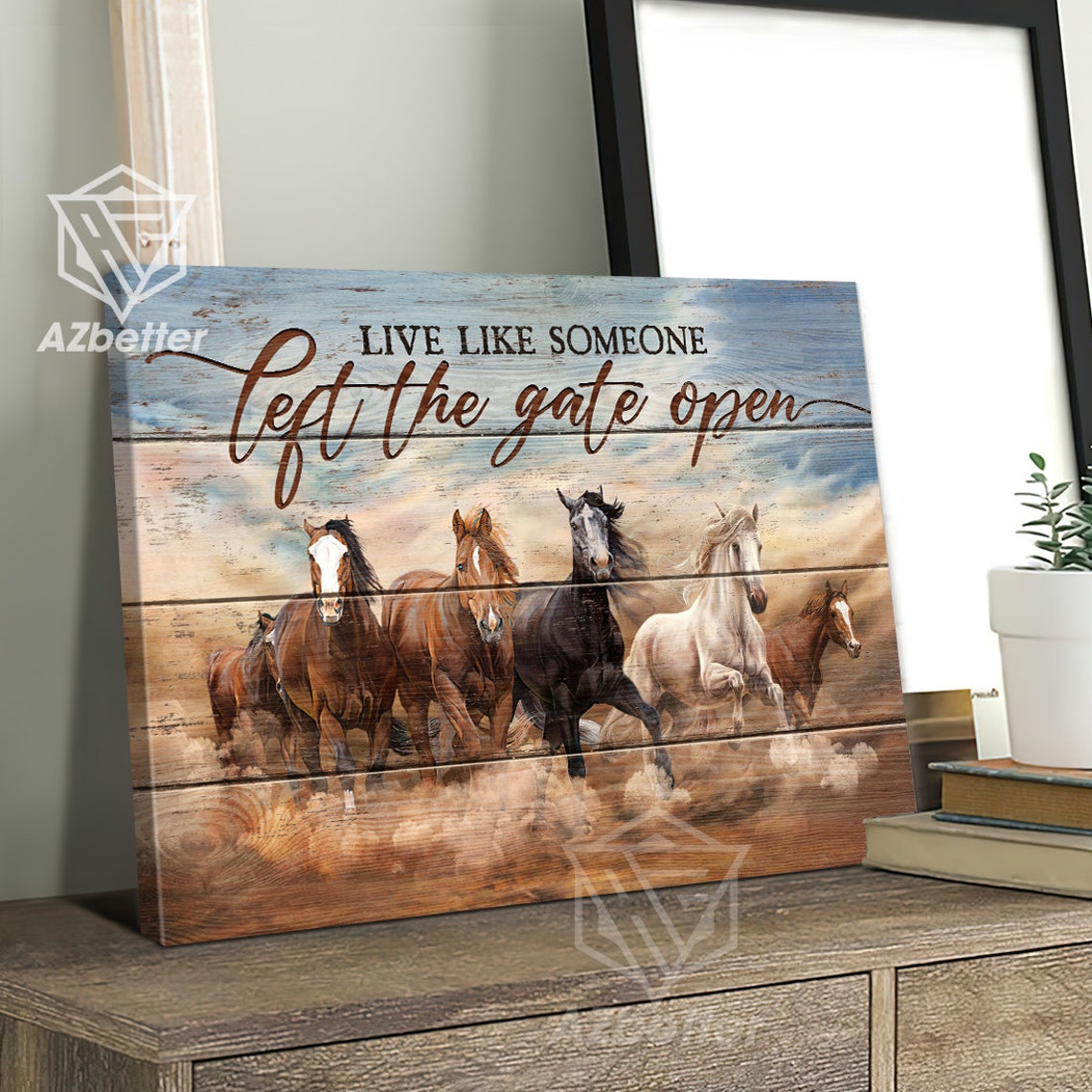 Running Horses Live Like Someone Left The Gate Open Quote Poster - Image 4