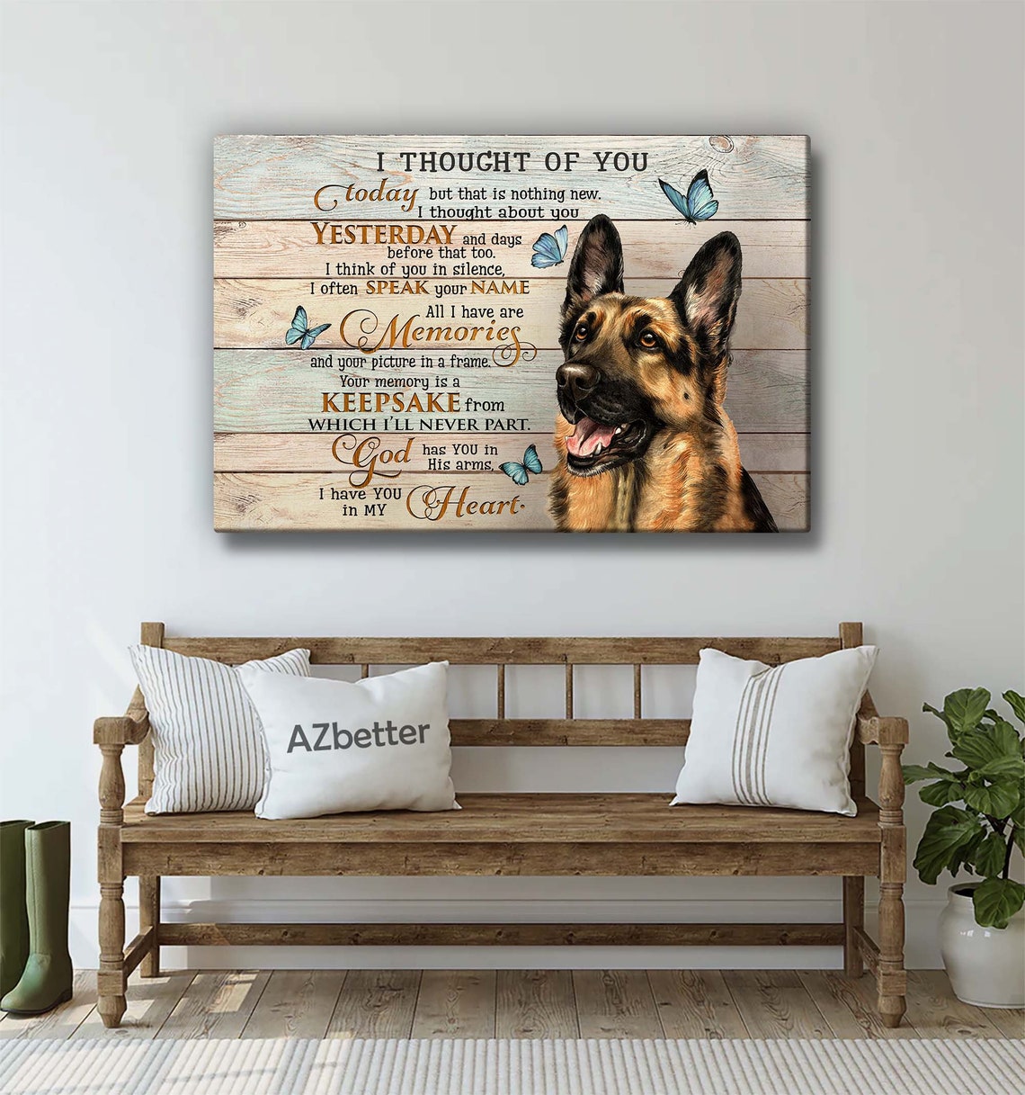 German Shepherd I Thought of You Memorial Poem Butterfly Canvas Poster - Image 5