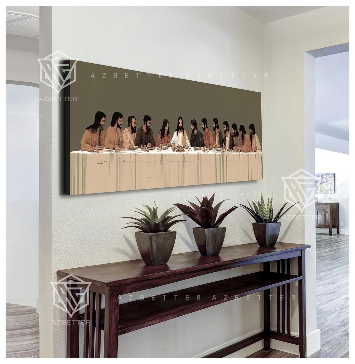 The Last Supper Jesus And Apostles Minimalist Panoramic Canvas Poster - Image 3
