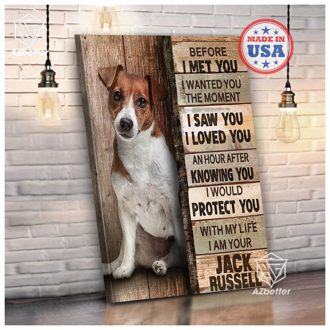 Jack Russell Terrier Before I Met You Pledge Rustic Plank Poster - Image 4