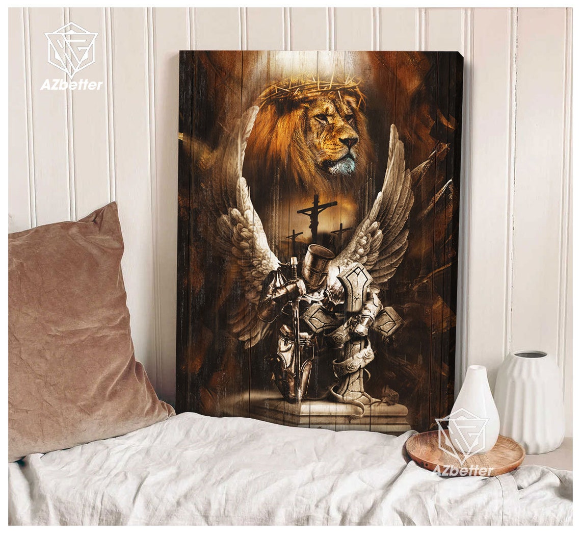 Beautiful Knight Of The God Lion Of Judad Prints God Wall Art Christian Home Decor Warrior Of God Pictures Lion God Painting - Image 4