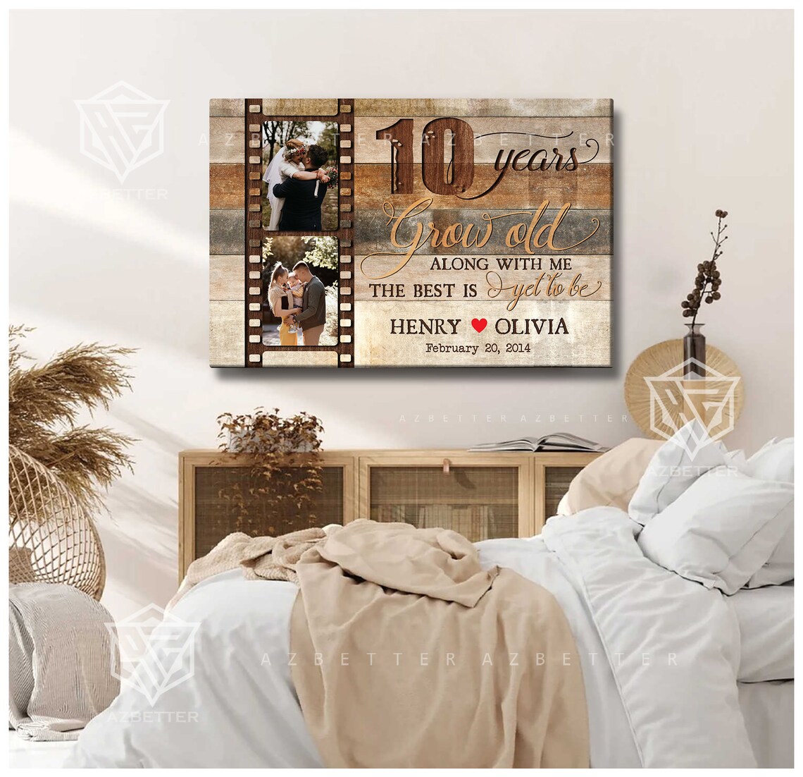 10 Years Grow Old Along With Me Anniversary Photo Film Strip Poster - Image 2