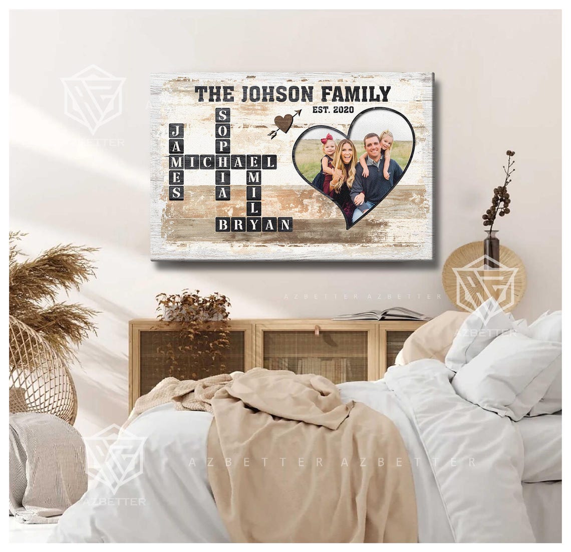 Personalized Family Name Crossword Family Name Sign Custom Family Letter Tile Print Name Puzzle Last Name Sign Family Picture - Image 2