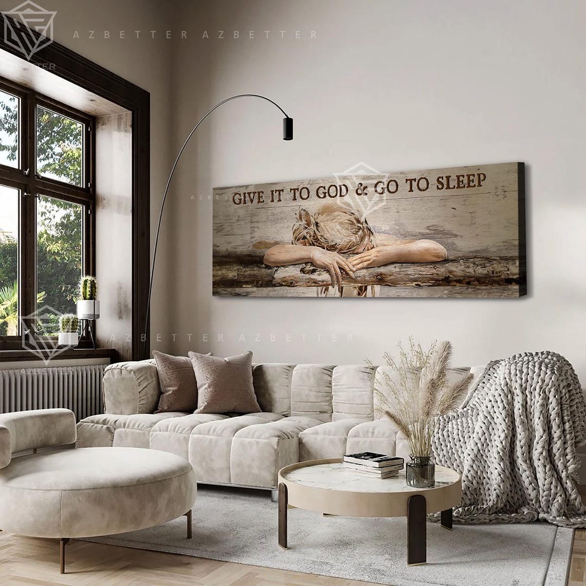 Give It to God and Go to Sleep Resting Woman Quote Scene Poster - Image 5