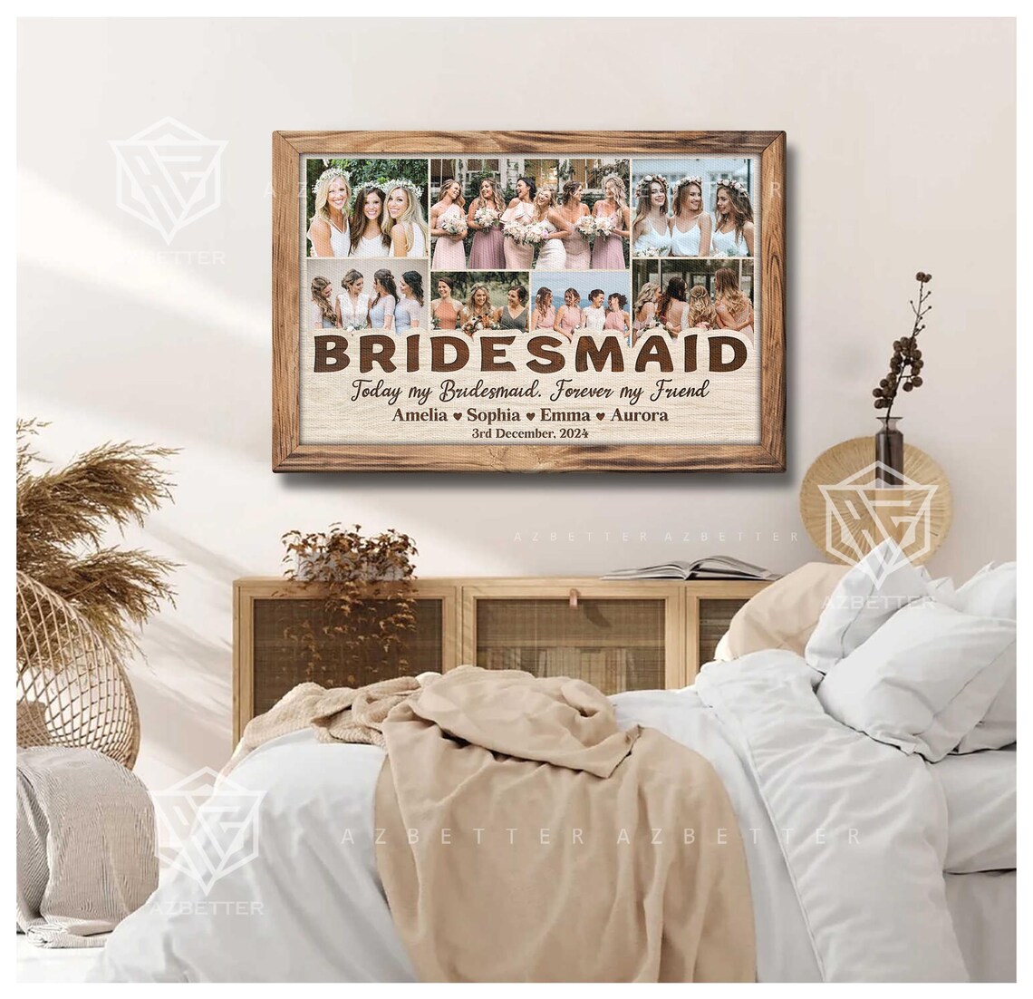 Bridesmaid Today Forever My Friend Wedding Photo Collage Poster - Image 4