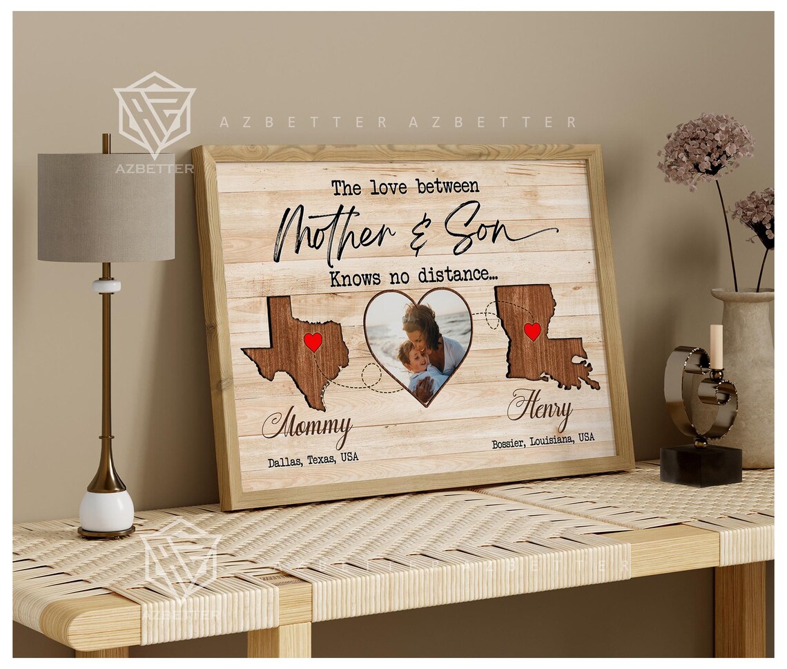 The Love Between Mother And Son Knows No Distance Map Wall Poster