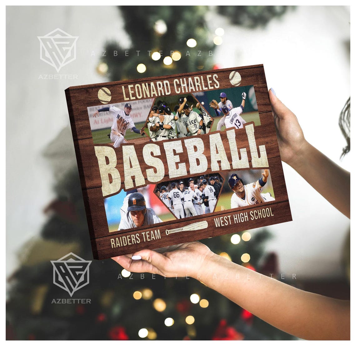Custom Baseball Photo Collage Personalized Senior Night Gift High School Baseball Team Wall Art Baseball Player Birthday Gift
