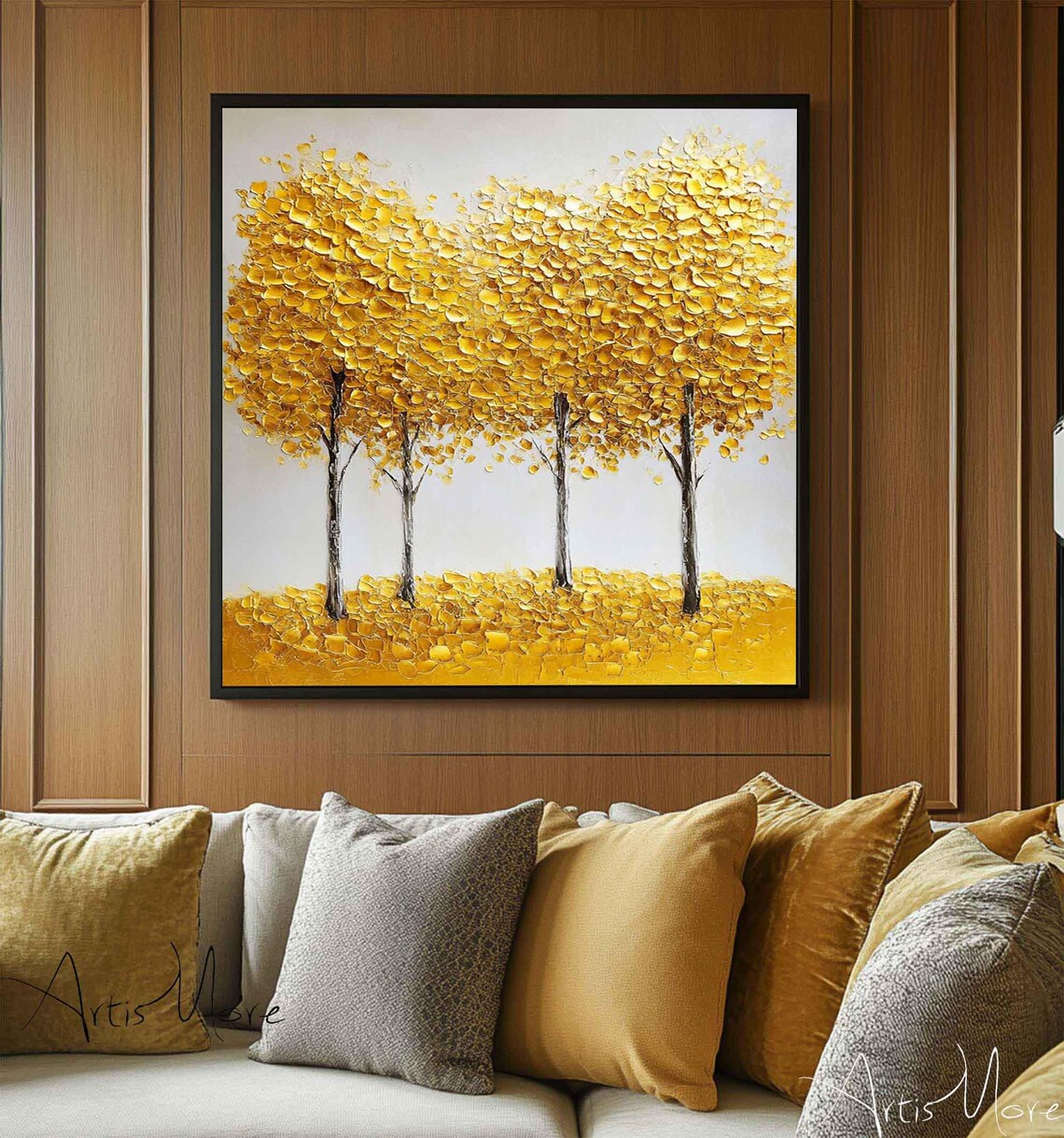 Golden Tree Of Life Gold Leaf Canopy Textured Canvas Art Poster - Image 3
