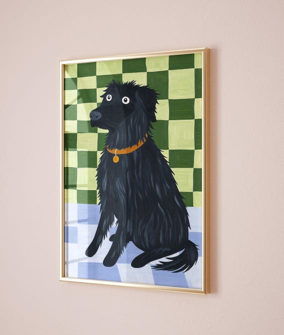 Whimsical Black Dog Nursery Art Colorful Illustration For Kids Room And Playroom Animal Print Fun Decor For Boys And Girls