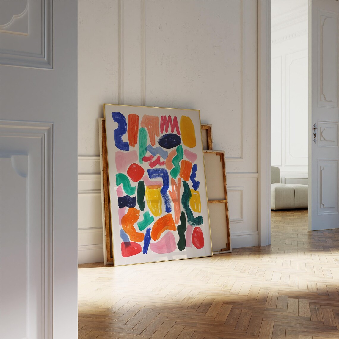 Colorful Abstract Shapes Painting Bold Brushstroke Eclectic Art Print - Image 2