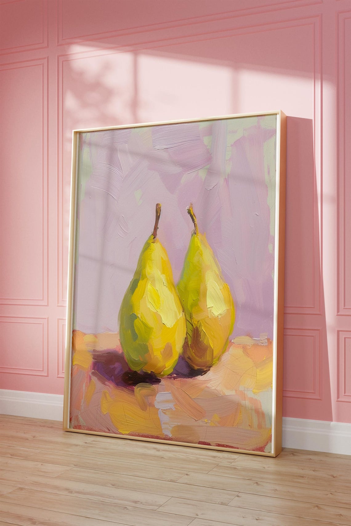 Two Green Pears Impressionist Still Life Fruit Kitchen Poster