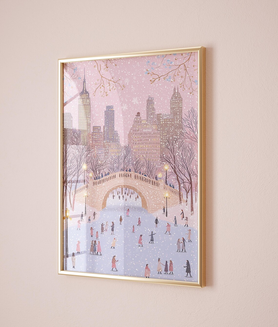 Central Park Winter Skating New York City Snowy Ice Rink Poster - Image 2