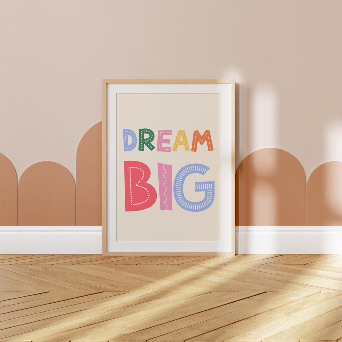 Dream Big Playful Dotted Lettering Cheerful Kids Room Nursery Poster - Image 3