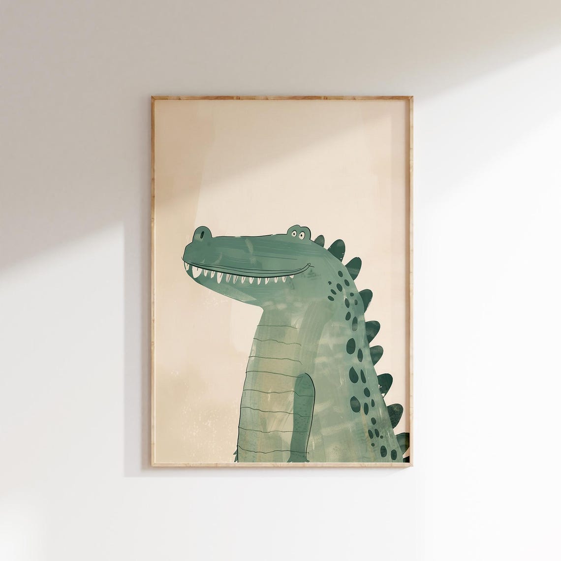 Charming Green Crocodile Wall Art Print Boys Room Animal Decor Playroom Crocodile Art Nursery - Image 2