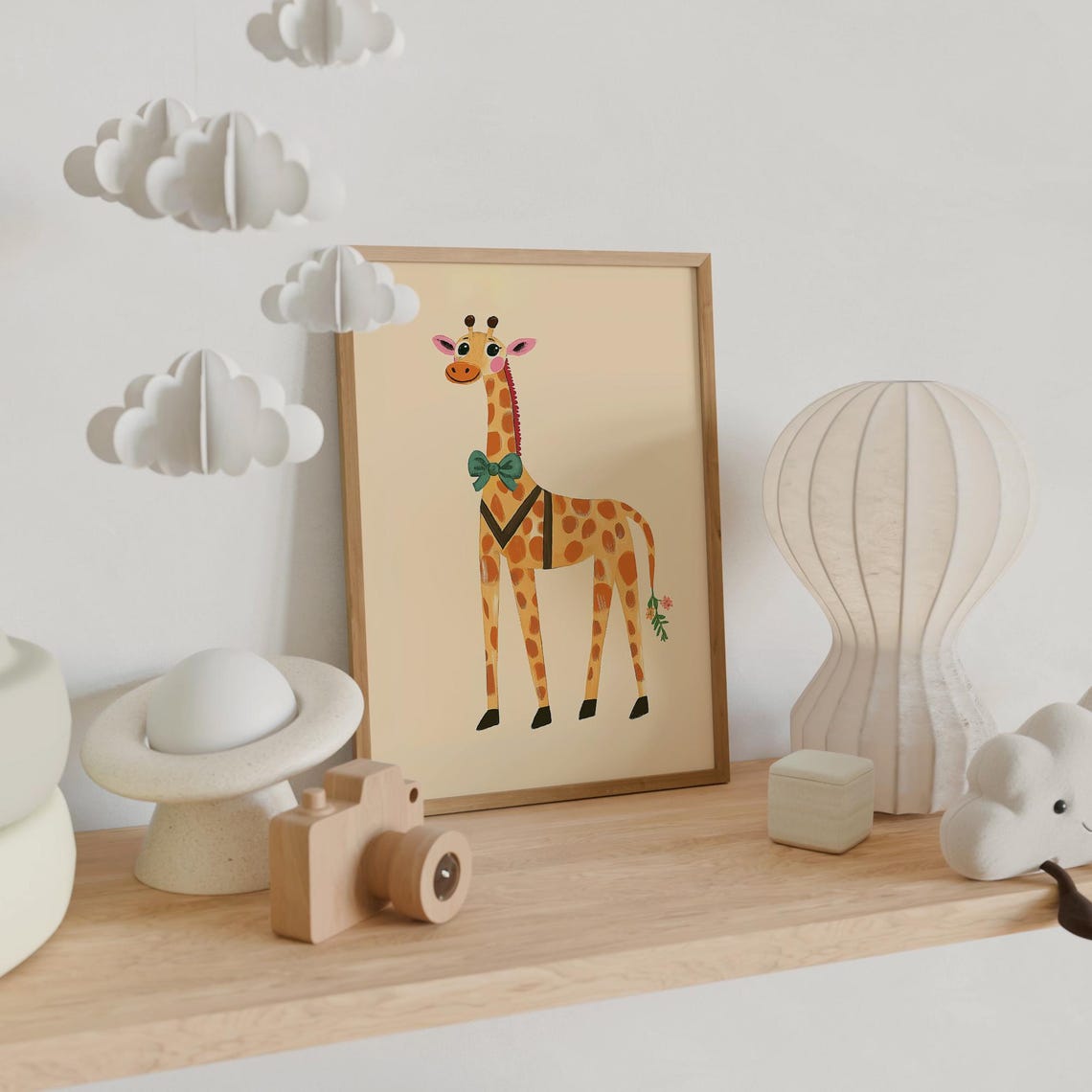 Dapper Giraffe With Green Bow Tie Cute Safari Nursery Art Poster - Image 6