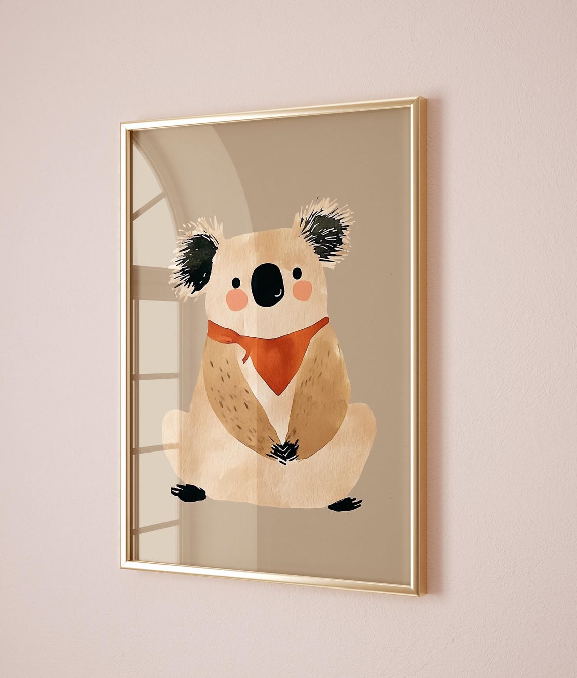 Cute Koala Orange Bandana Watercolor Australian Nursery Art Poster - Image 5