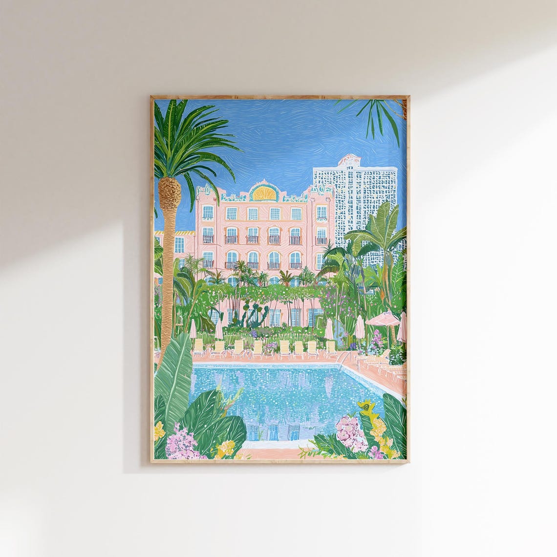 Tropical Resort Hotel Pool Palm Trees Lounge Chairs Summer Poster - Image 3