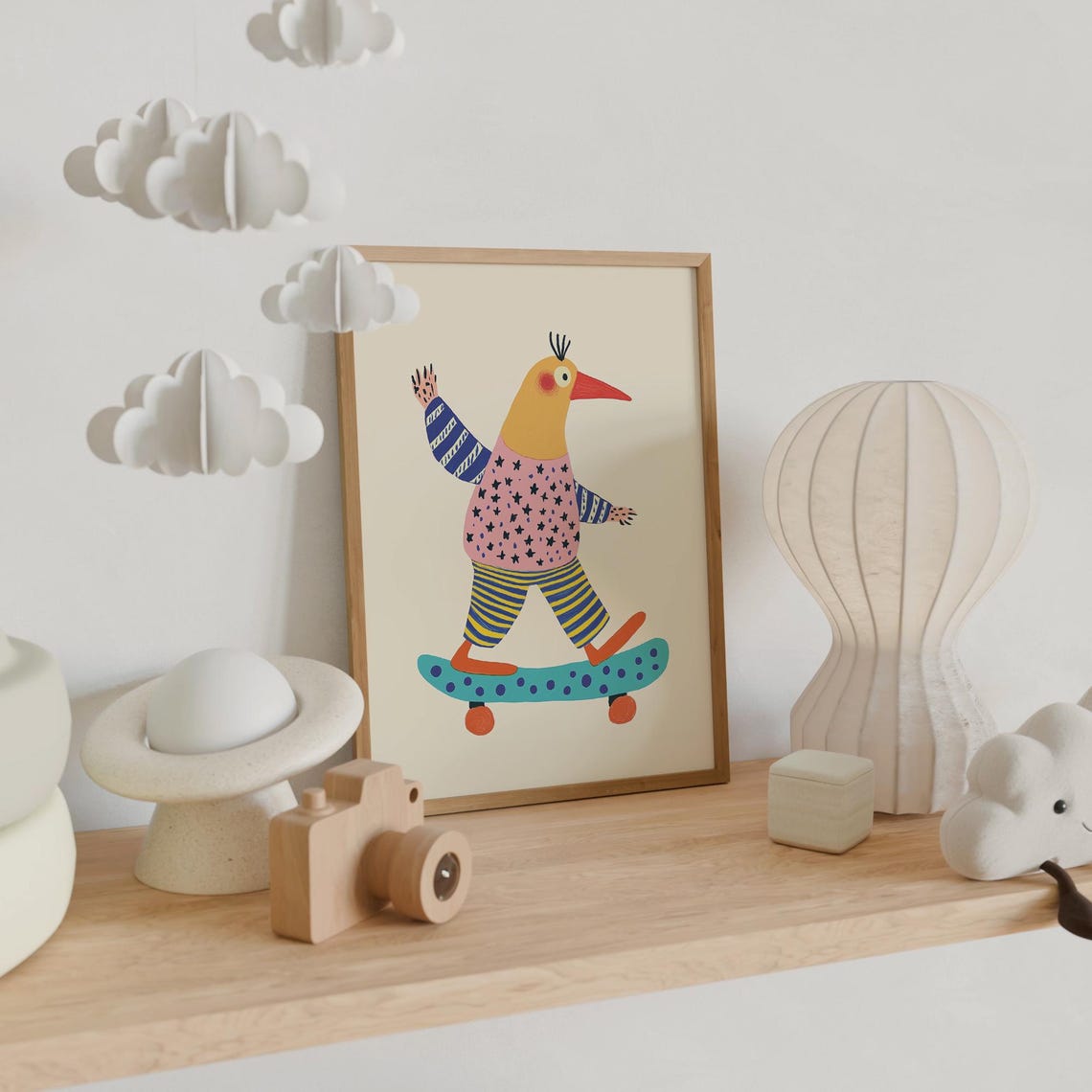 Cool Skateboarding Bird Colorful Kids Room Animal Art Poster - Image 6