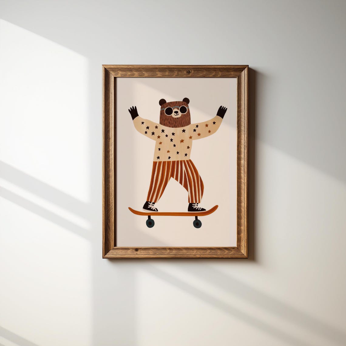 Skateboarding Bear Cool Sunglasses Cute Kids Playroom Nursery Poster - Image 2