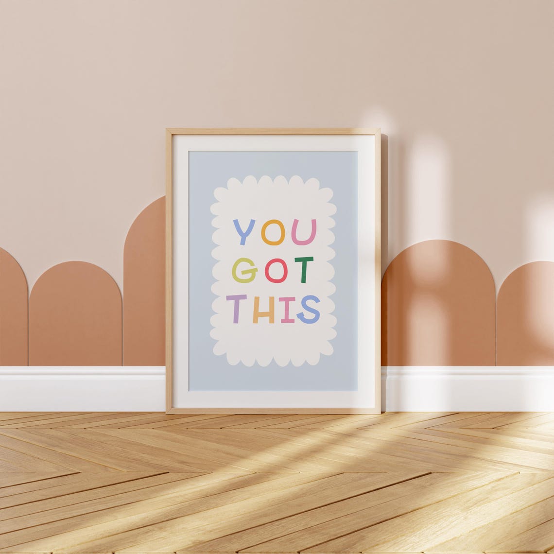 You Got This Rainbow Letters Scalloped Cloud Cheerful Nursery Poster - Image 3