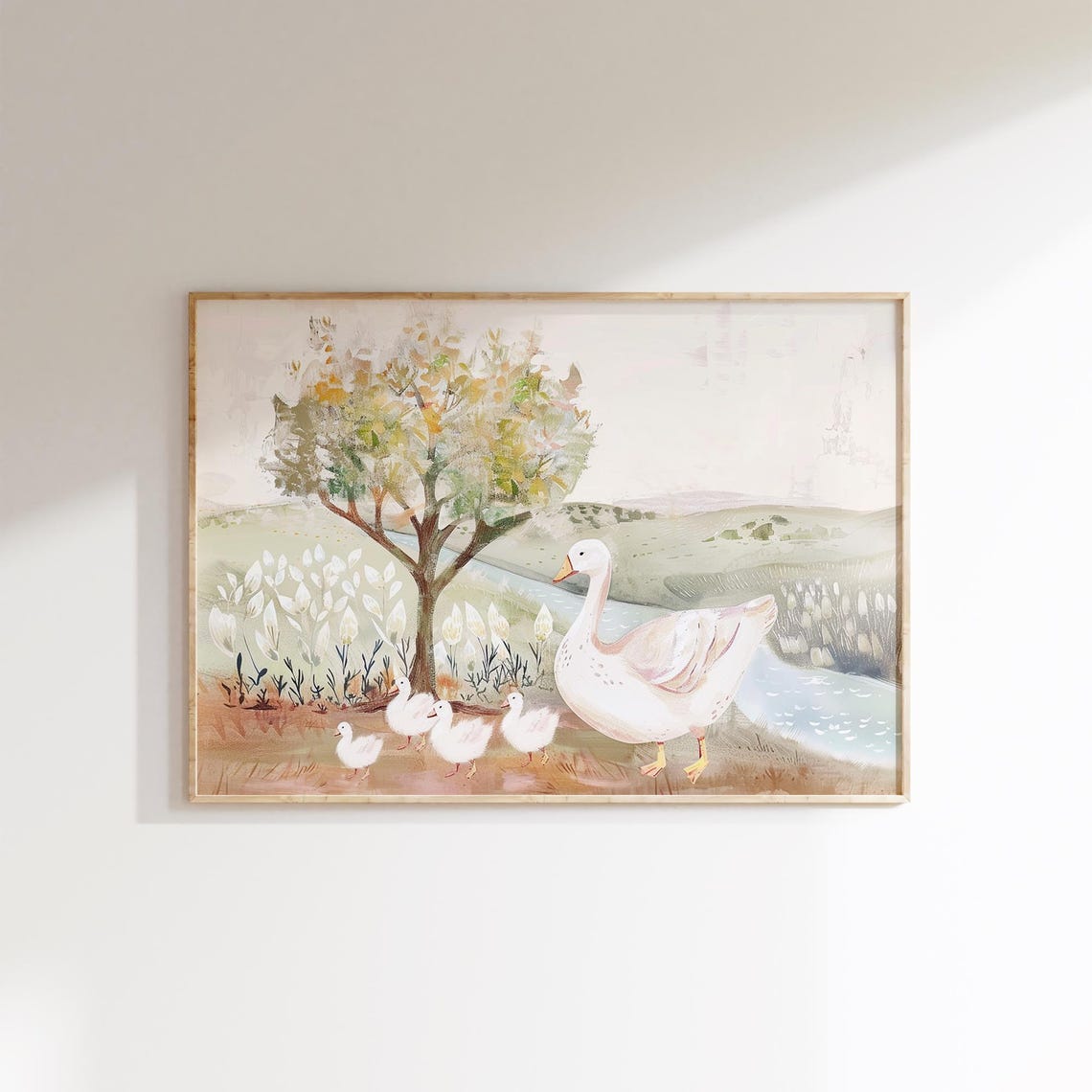 Whimsical Geese Family Art Print Nursery Wall Art For Girls Kids Room Decor Animal Print For Toddler Room Pastel Art - Image 2