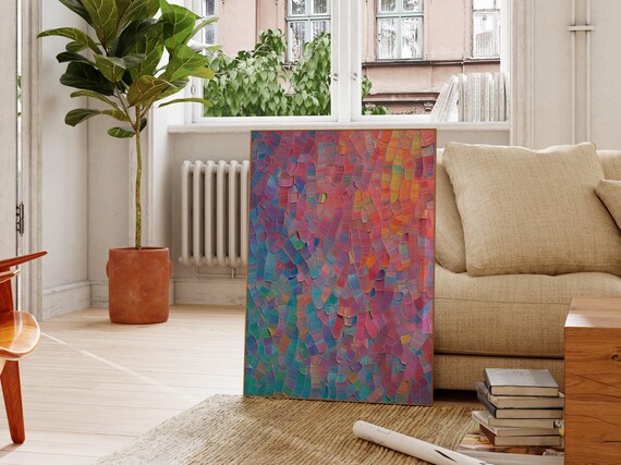 Colorful Abstract Wall Art Modern Maximalist Vibrant Eclectic Decor Textured Artwork For Home Bold Contemporary Art Print
