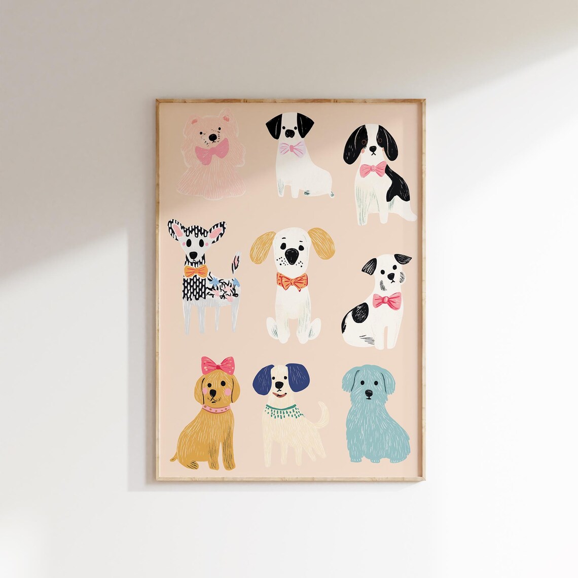 Cute Puppy Wall Art Playful Dog Illustration Nursery Animal Print Kids Room Poster Pet Lover Decor Dog Lover Gift Whimsical Dogs
