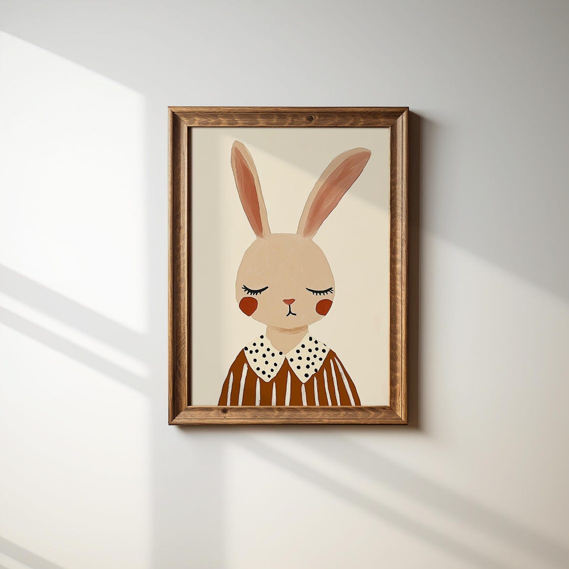 Neutral Bunny Portrait Minimalist Scandinavian Nursery Art Poster - Image 2