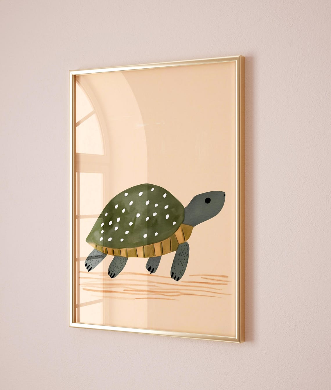 Cute Spotted Turtle Boho Neutral Modern Nursery Kids Art Poster - Image 3