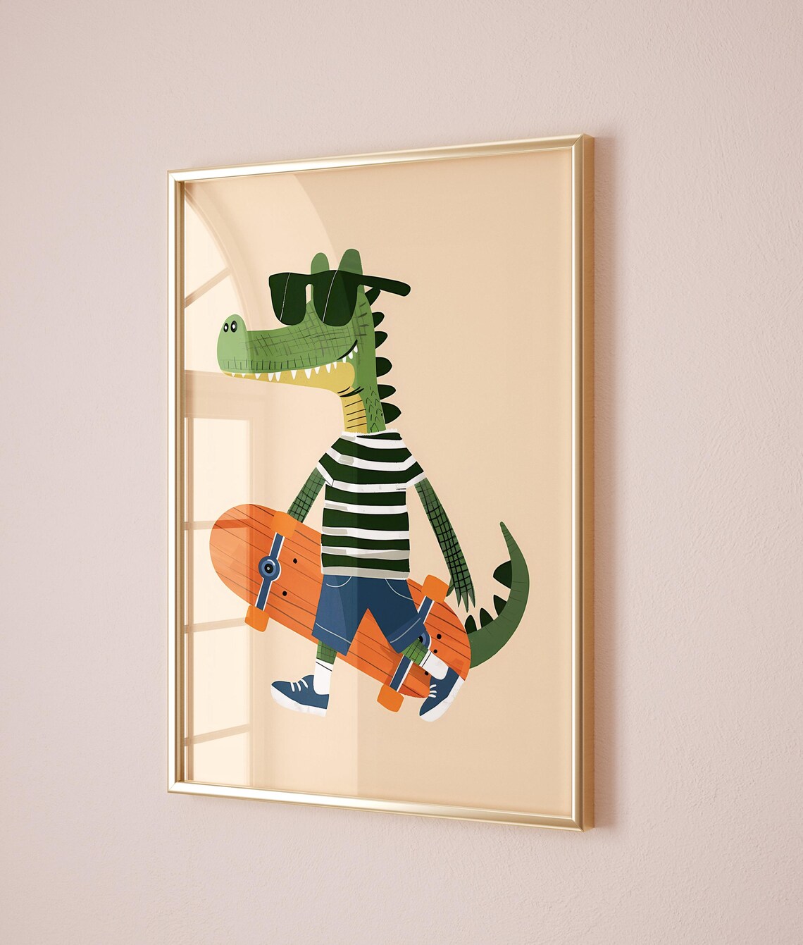 Cool Crocodile Skateboard Sunglasses Kids Nursery Animal Poster - Image 2