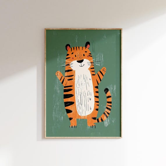 Tiger Wall Art Nursery Animal Print Kids Room Decor Boys Room Poster Playroom Wall Art Jungle Theme Decor Animal