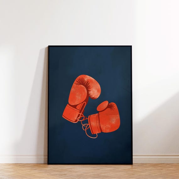 Red Boxing Gloves Wall Art Print Boys Room Sports Decor Playroom Athletic Art Nursery