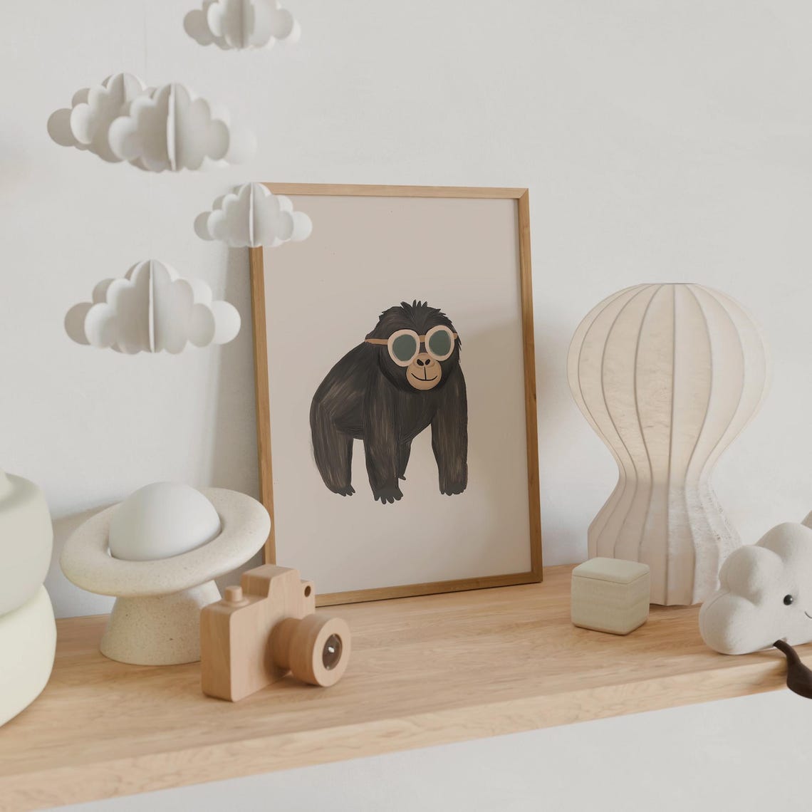 Smiling Gorilla Wearing Round Sunglasses Kids Nursery Animal Poster