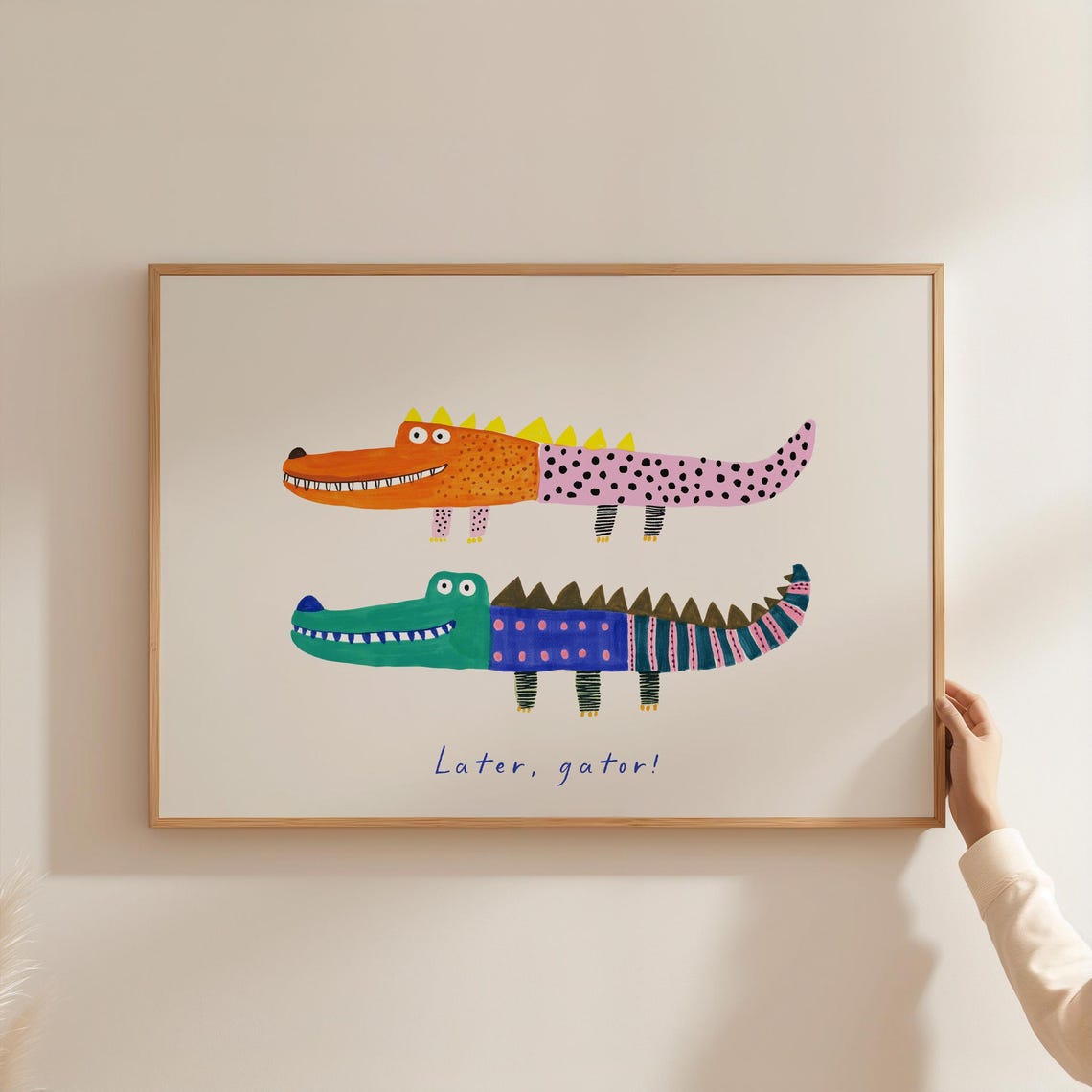 Later Gator Colorful Alligator Pair Funny Kids Room Nursery Art Poster - Image 2