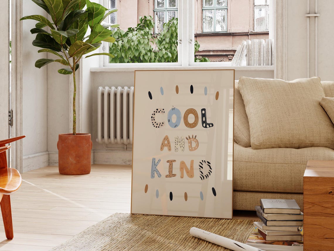 Cool And Kind Print For Nursery Modern Kids Room Decor Inspirational Art Art Classroom Decor - Image 2