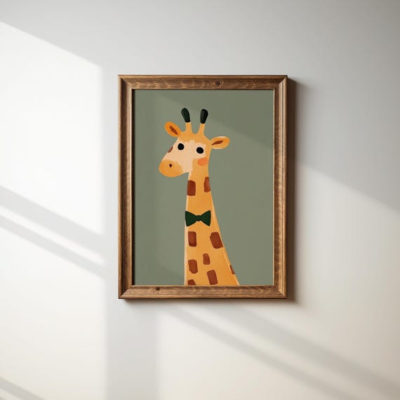 Cute Giraffe Print Safari Nursery Wall Art Kids Room Decor Gender Neutral Nursery Toddler Room Decor Cute Print