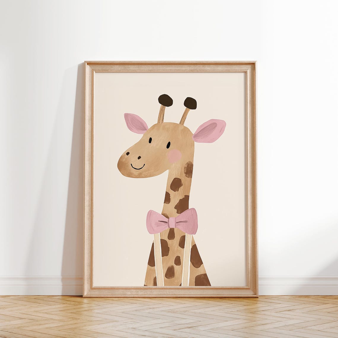 Happy Giraffe With Pink Bow Tie And Rosy Cheeks Nursery Poster