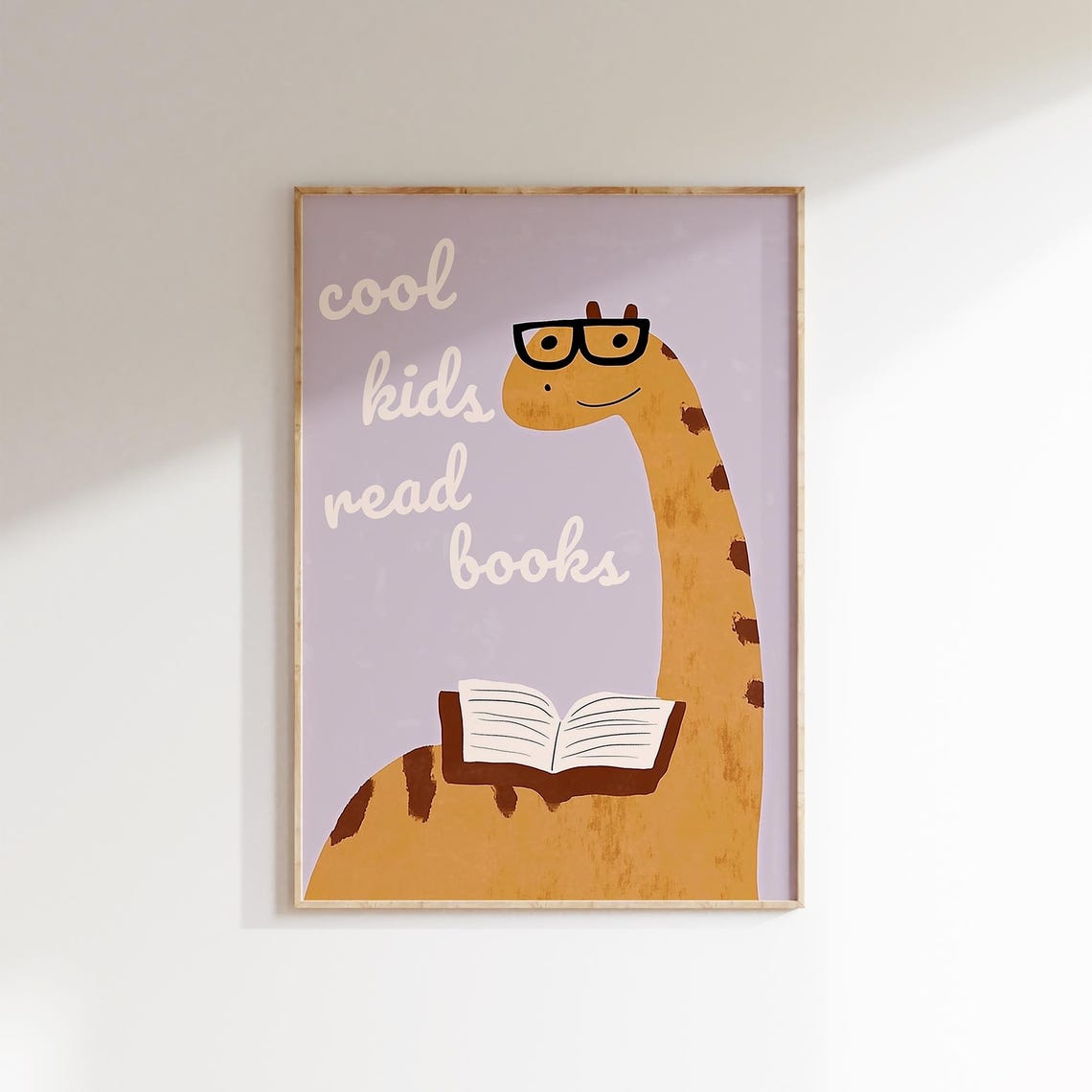 Cool Kids Read Books Giraffe Glasses Lavender Reading Nook Poster