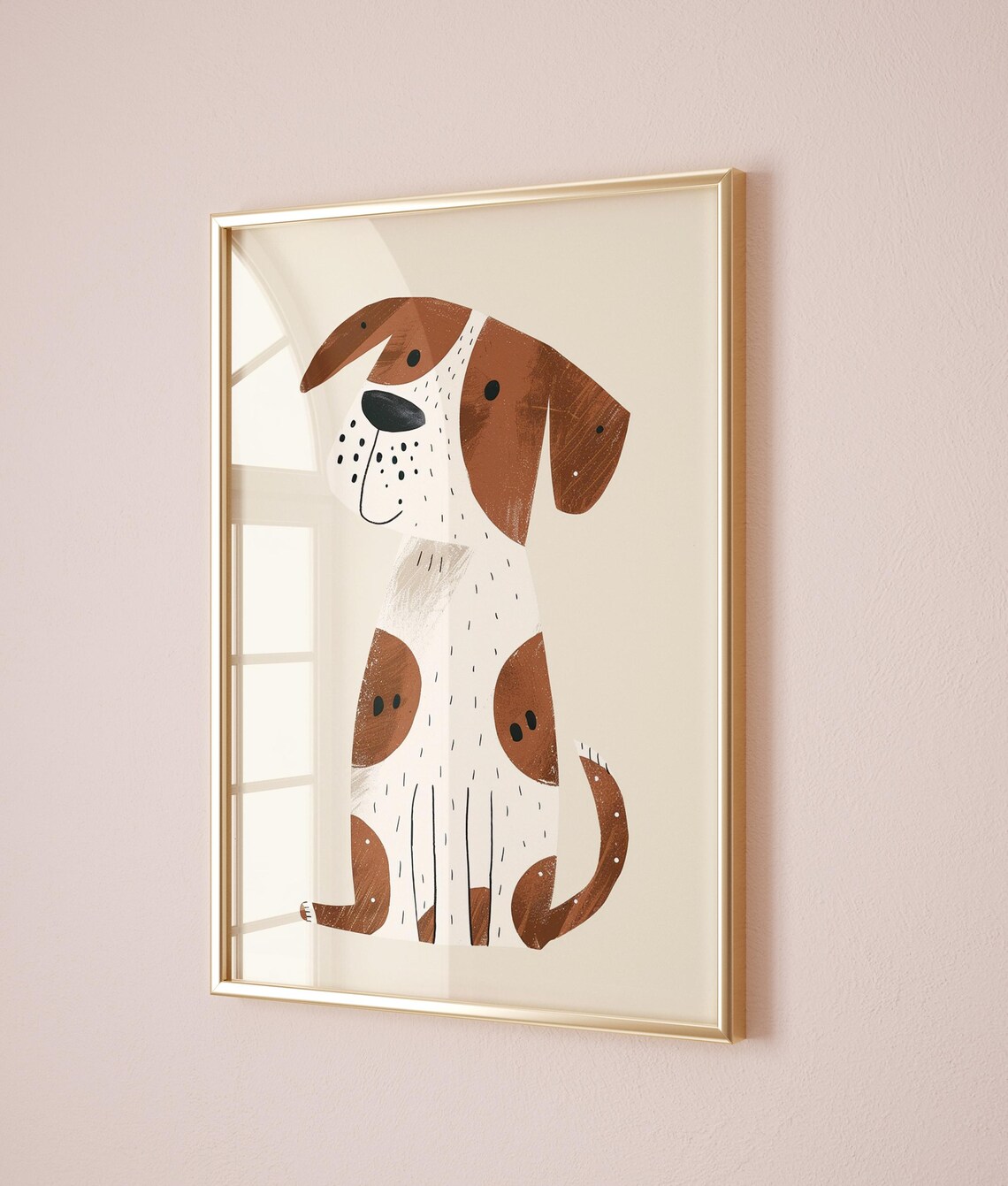 Cute Spotted Dog Nursery Puppy Kids Room Animal Illustration Poster