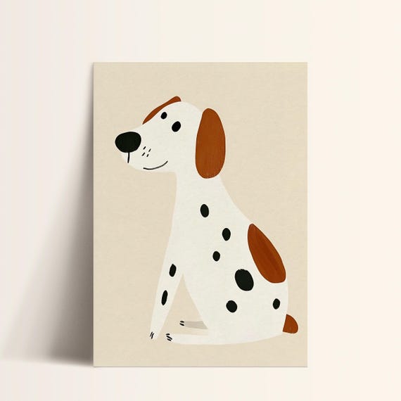 Sweet Spotted Dog Print Modern Nursery Wall Art Kids Room Decor Pet Portrait Animal Lover Art