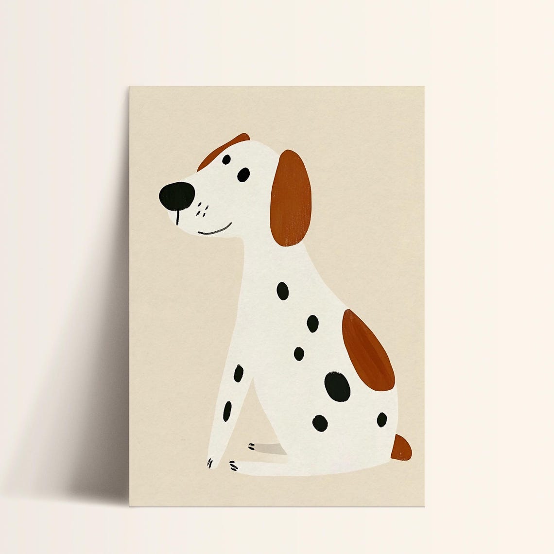 Smiling Spotted Puppy Dog Cute Kids Nursery Animal Poster Gift