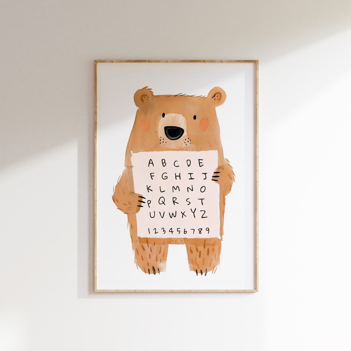 Whimsical Bear Alphabet Print Educational Nursery Art Kids Room Decor Classroom