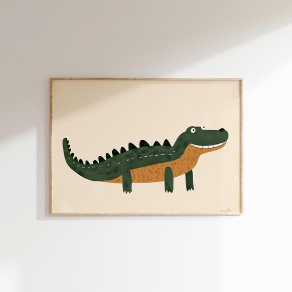 Alligator Nursery Print Safari Animal Wall Art Kids Room Decor Playroom Print Eclectic Nursery