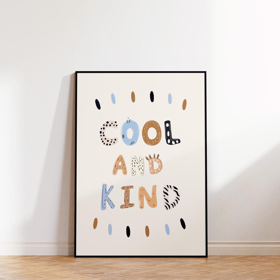 Cool and Kind Hand Drawn Letter Print Nursery Wall Decor Kids Room Art