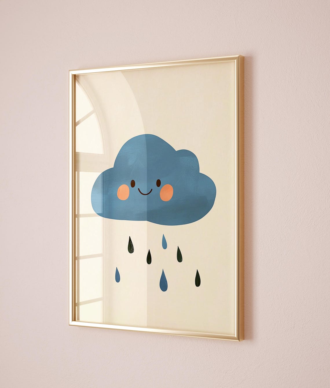 Smiling Blue Rain Cloud Cute Kids Weather Nursery Wall Poster - Image 3